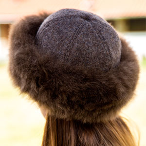 Premium Royal Alpaca Fabric and Fur Hat Back View