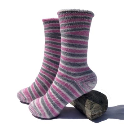 PL Reversible Striped Alpaca Socks in Pink