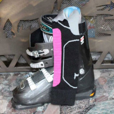 Pink and Black Alpaca Ski Socks
