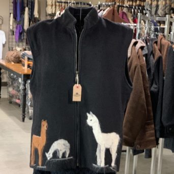 Black Alpaca Vest With Felted Crias