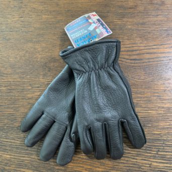 Black Buckskin Leather Gloves With Alpaca Lining