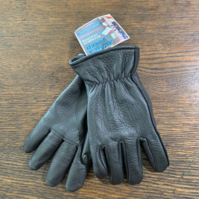 Black Buckskin Leather Gloves With Alpaca Lining