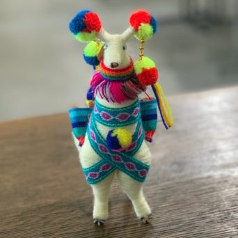 7.5" Llama Figurine With Poms