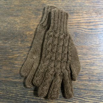 100% Alpaca Trenza Gloves in Brown