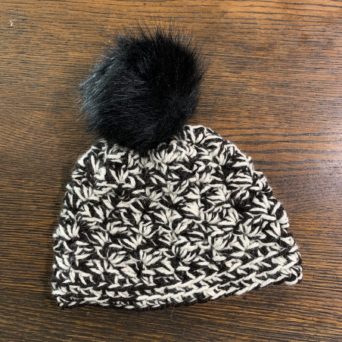 Chunky Black and White Knit Alpaca Hat