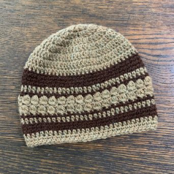 Brown and Tan Hand Knit Alpaca Hat