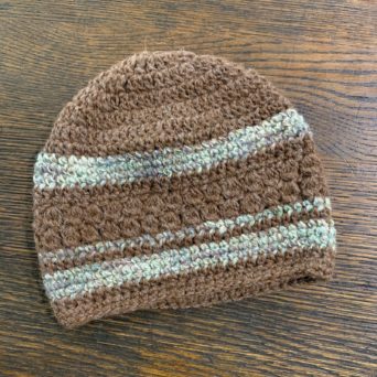 Brown Striped Hand Knit Alpaca Hat
