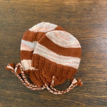 Kid's Striped Alpaca Hat in Tan, Pink, and White