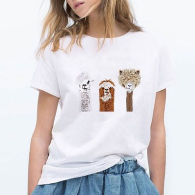 Alpaca Print T-Shirt W/ 3 Alpacas