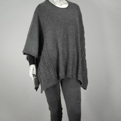 Charcoal Poncho in 100% Baby Alpaca