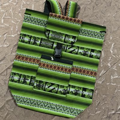 Handmade Peruvian Cloth Backpack Green