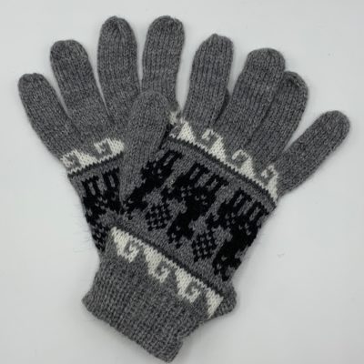 Medium Silver Grey Peruvian Print Gloves