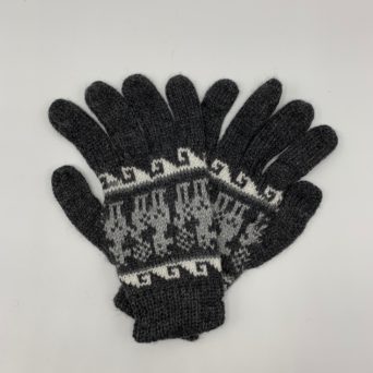 Dark Silver Grey Peruvian Print Gloves