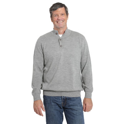 Men's 3 Button Pullover Alpaca Sweater in Smoke