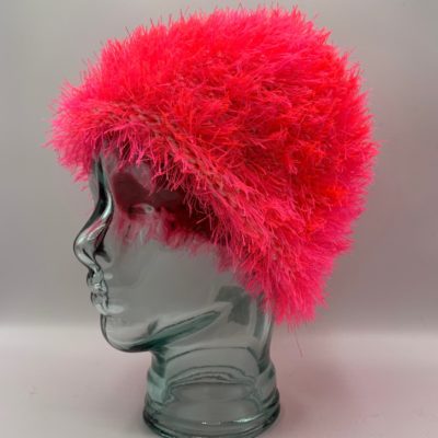 Hot Pink Alpaca Fiber & Fun Fur Hat