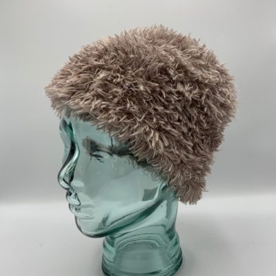 Light Brown & White Alpaca Fiber & Fun Fur Hat