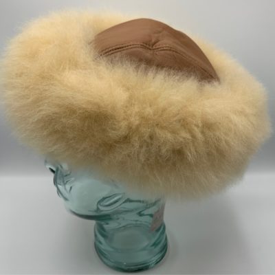 Light Fawn Leather and Alpaca Fur Hat