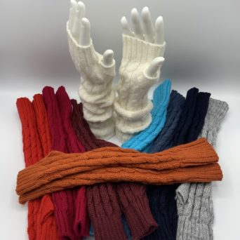13" Alpaca Cable Knit Fingerless Gloves