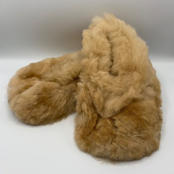 Fawn Unisex Alpaca Fur Slippers in Small