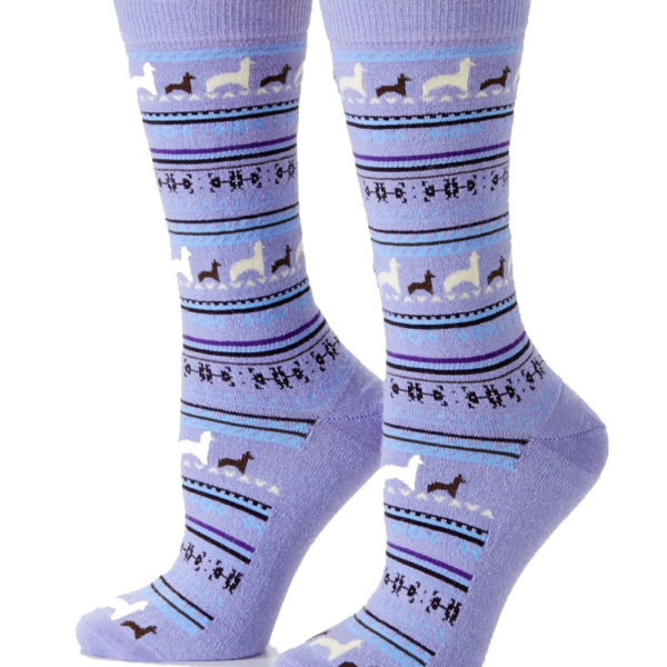 PL Alpaca Print Crew Sock in Lavender