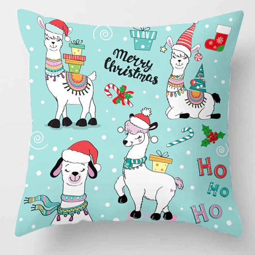 Merry Christmas & Ho Ho Ho Alpaca Pillow