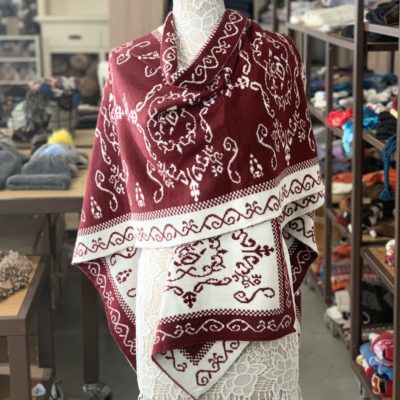 Reversible Wrap in Maroon and White