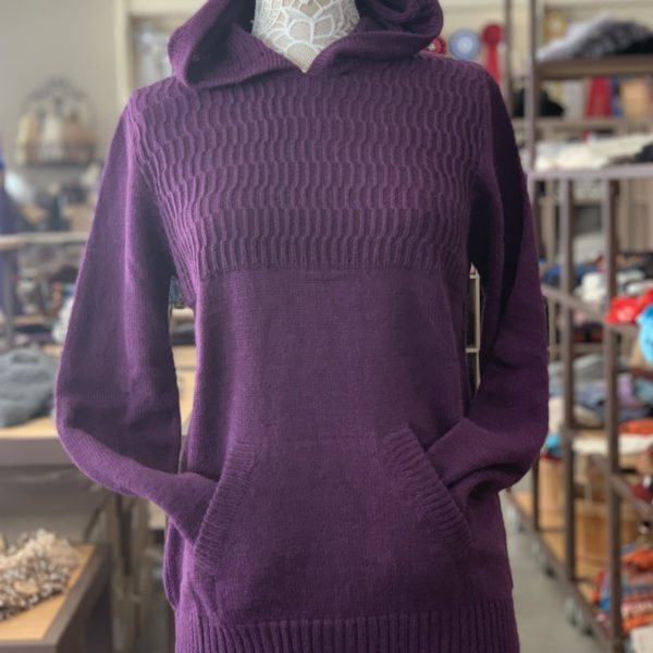 Ladies Hooded Sweater in Purple