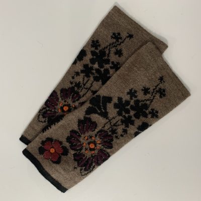 Hand-Embroidered Wrist Warmers in Taupe