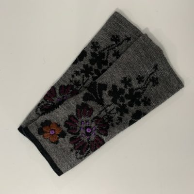 Hand-Embroidered Wrist Warmers in Grey