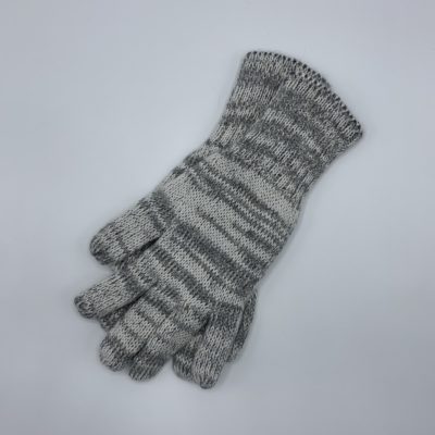 Large Reversible Baby Alpaca Gloves in Grey and White