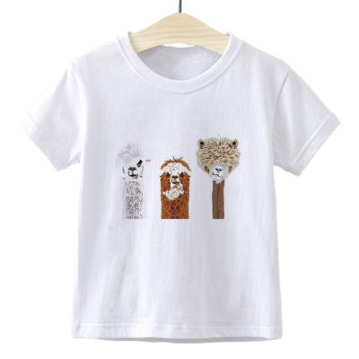 Kid's Alpaca T-Shirt With 3 Colored Alpacas