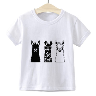 Kid's Alpaca T-Shirt With 3 Black & White Alpacas