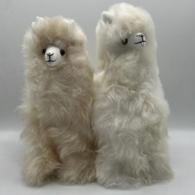 10" Stuffed Alpaca in Beige and White